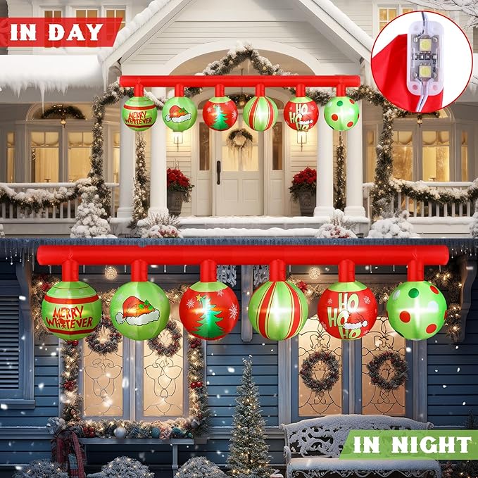 Retisee 14.5ft Long Christmas Green Inflatable Outdoor Decoration Christmas Light up Inflatable Decoration Blow up Hanging with Built in LED Lights for Xmas Party Lawn Yard Outdoor Indoor Supplies