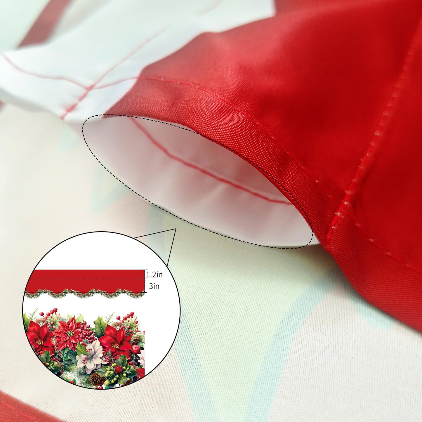 SUNWISHA Christmas Poinsettia Curtains Valance for Kitchen Window 52 x 18 Inch Window Decor Red