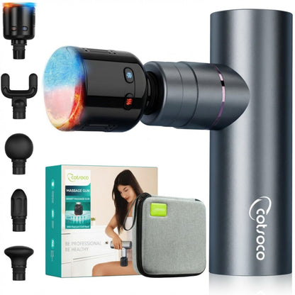 cotsoco Mini Massage Gun with Heat and Cold Therapy, Full-Metal Handheld Electric Massager Deep Tissue for Body Muscle Pain Relief, Silent Portable Percussion Massage Gun, Mothers Day Gifts