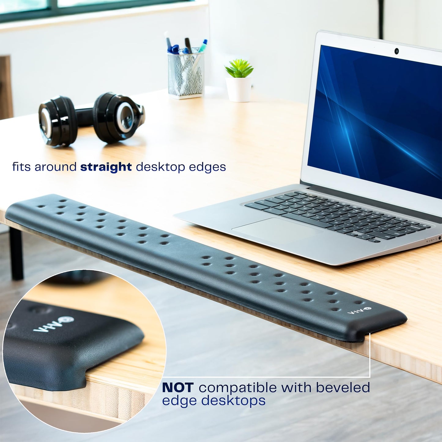 VIVO Ergonomic Long 30” Wrist Pad, Non-Slip Memory Foam Arm Rest for Desk, Elbow Cushion with L-Shaped Edging, Black, DESK-WR30