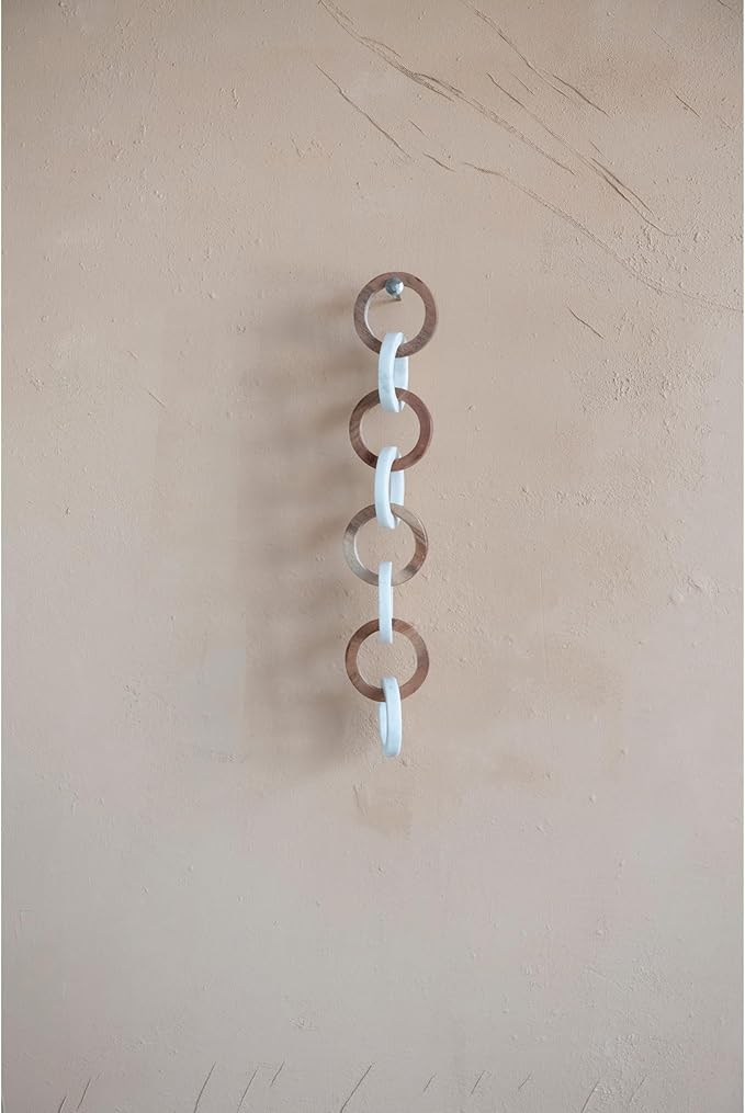 Creative Co-Op Acacia Wood and Marble Chain with 8 Links