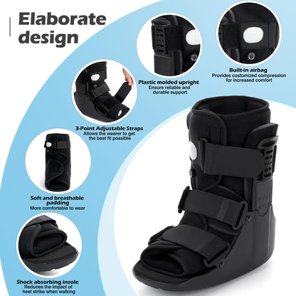honarry Walking Boot for Broken Foot & Injuries - Lightweight Medical Boot with Anti-Slip Sole, Adjustable Straps & Rigid Support for Ankle/Foot Recovery M