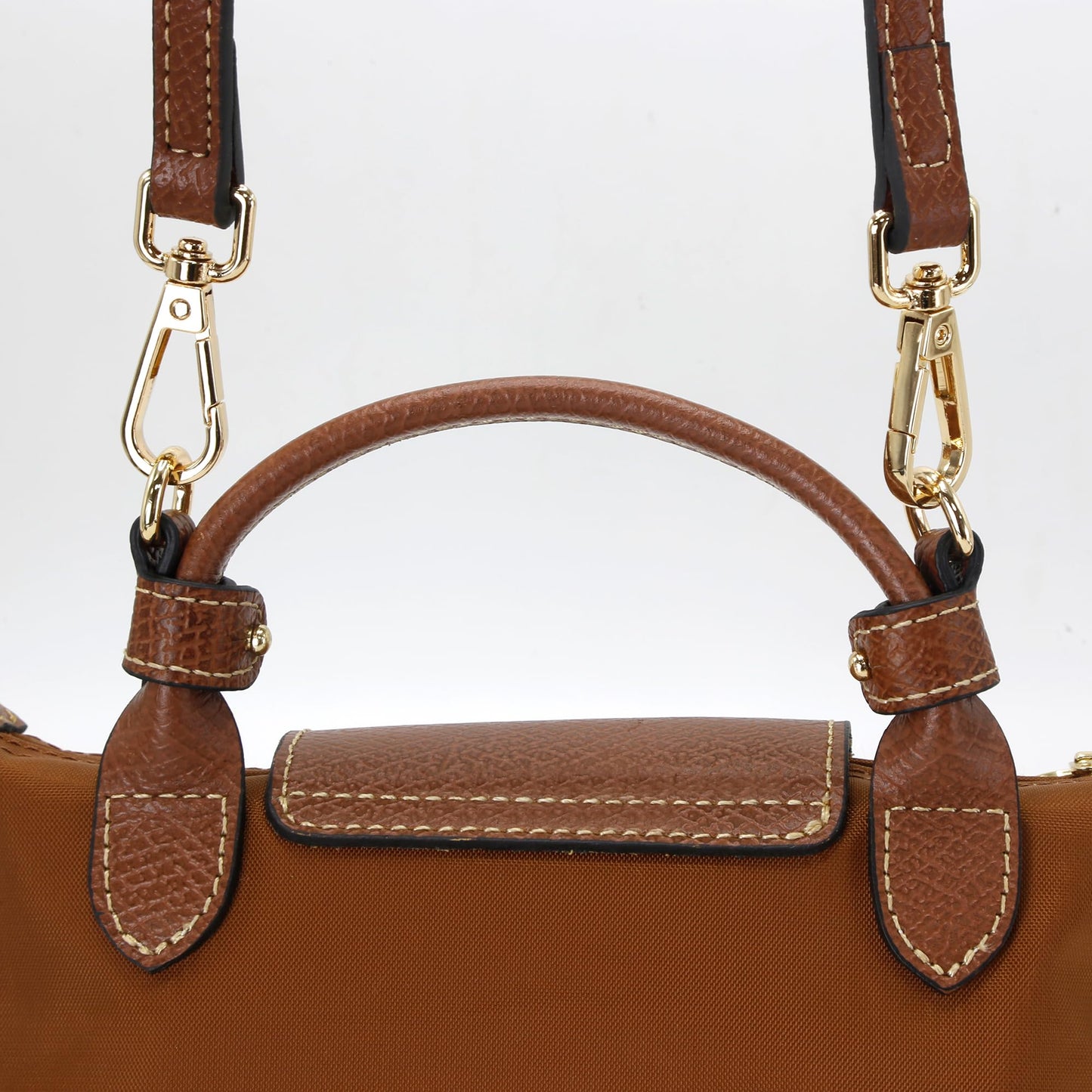 banbeln Mini Bags Leather Shoulder Strap Kit Fit For Adjustable Crossbody Small Bag (Brown&gold)