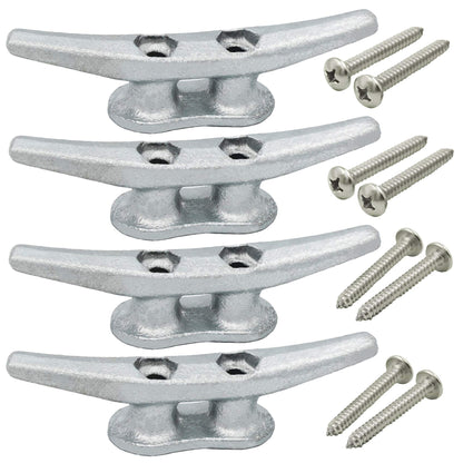 VEITHI Dock Cleat 4 inch - Hot Dipped Galvanized Boat Cleats, Rope Cleat, Boat Dock Cleats with Hardware Ideal for Small Boat,Deck,Piers for Tying up Boats,Marine Decor,Boat Tie Down Cleats (4 Pack)