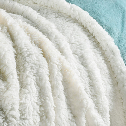 Catalonia Teal Fluffy Sherpa Throw Blanket, Super Soft Mink Plush Couch Blanket, TV Bed Fuzzy Blanket, Comfy Warm Heavy Throws, Comfort Gift for Her, 50x60 inches
