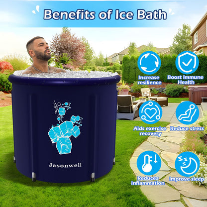 Jasonwell Ice Bath Tub for Athletes - Heavy Duty Cold Water Therapy Plunge Tub Ice Pod for Recovery Portable Ice Barrel Plunge Pool for Outdoor Inflatable Hot Tub Bathtub at Home for Adults