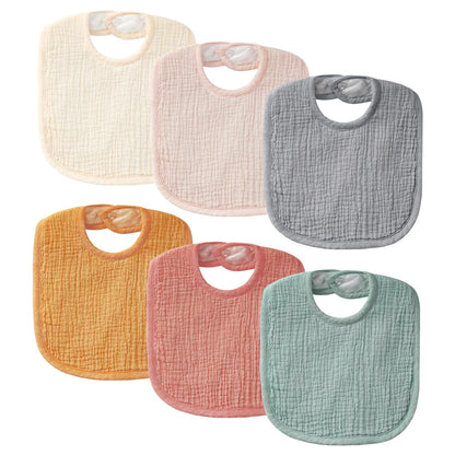 POIKSHARK 6-Pack Muslin Baby Bibs for Unisex Boys Girls, Solid Colors, Soft Cotton Baby Drool Bibs, Drooling and Teething Bibs for Infant, Newborn - Neutral