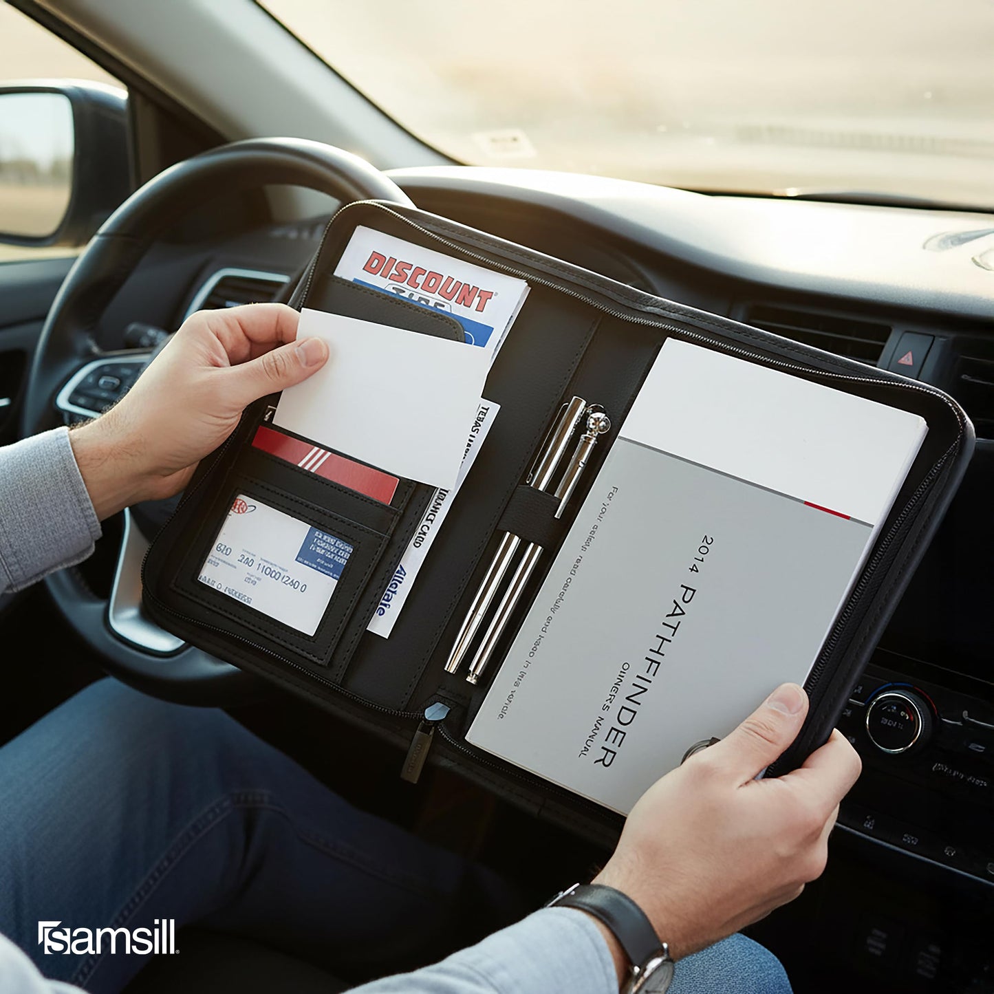 Samsill Car Registration and Insurance Holder, Owner's Manual Glove Box Organizer, 7.25 x 10 inches, Car Document Holder, Black