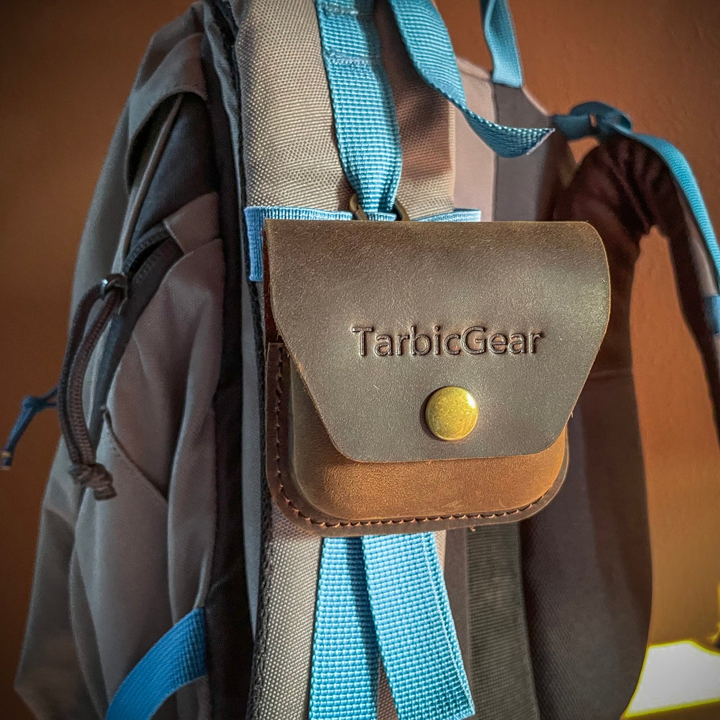 TarbicGear Belt Clip Airpod Case, Universal Leather Belt Holster for Airpod Pro, Samsung Galaxy Buds and Beats Studio Buds, Real Leather Earbuds Pouch for Belt, Brown Color