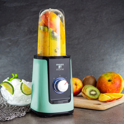 Moss & Stone MiniSmoothie Blender, Compact Personal Blender with Additional Cups Bullet Shape For Frozen Drinks, To-Go Portable Cups with Lids, Juice & Smoothie Maker