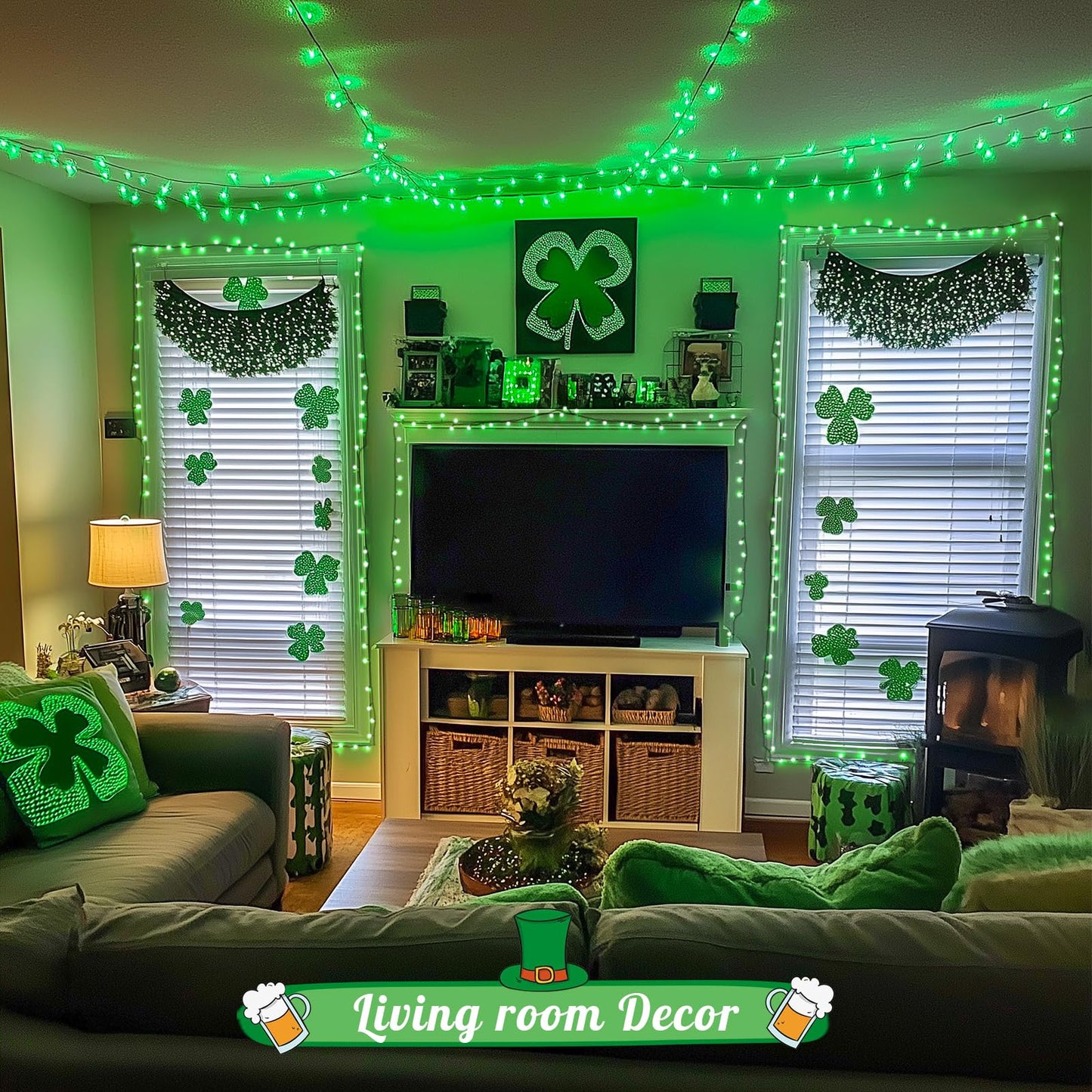 JMEXSUSS 200 LED Christmas Lights Outdoor, 66ft Connectable Green String Lights Plug in, 8 Modes Waterproof Green Lights for St Patrick's Day Outside Indoor Yard Tree Fence Rail Halloween Xmas Decor