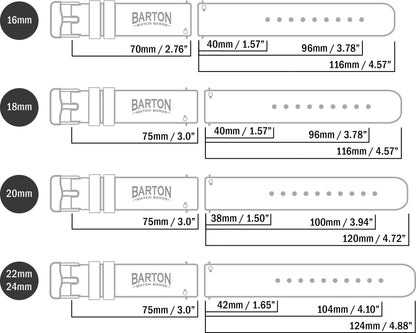 BARTON WATCH BANDS Quick Release Top Grain Leather Watch Band Strap, Black Leather/Red Stitching (Black Buckle), 20mm