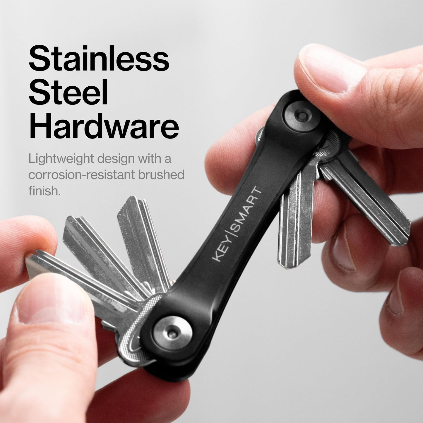 KeySmart Original Key Holder - Compact Key Organizer for Key Chain, Minimalist Clutter-Free EDC Keychains Key Ring, Black, 8 Keys
