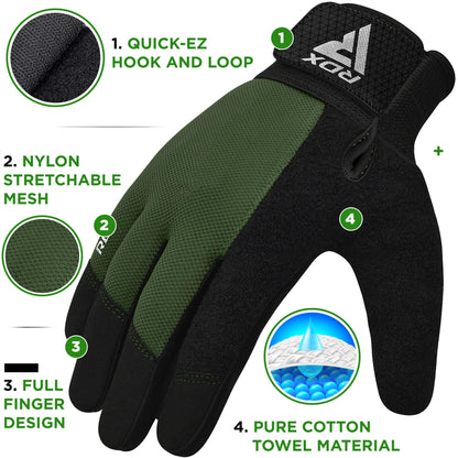 RDX Weight Lifting Gloves Gym Workout, Full Finger Touch Screen, Breathable Anti Slip Padded Palm Protection, Fitness Strength Training Powerlifting HIIT WOD Exercise, Men Women Home Gym Cycling