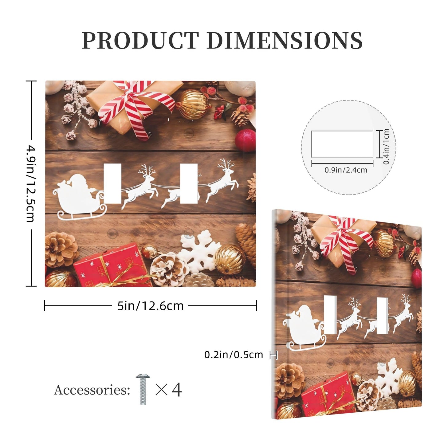 Decorative Art Light Switch Covers Christmas Sleigh & Gifts 2 Gang Double Toggle Wall Plate Decorative Switchcover Electrical Switchplate for Home Decor