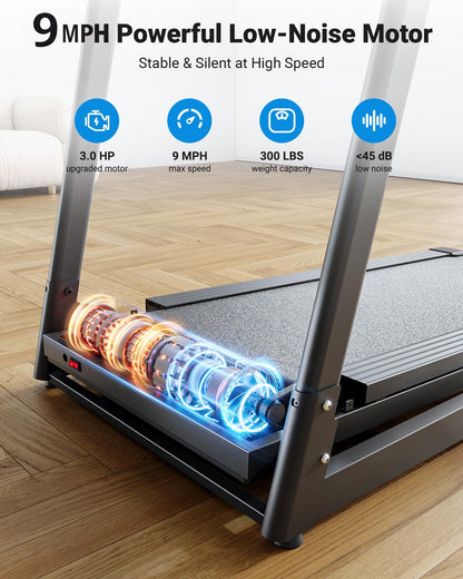 THERUN Treadmills for Home, Running Treadmill with Incline, Foldable Treadmills Heart Rate Sensors, 18″LED Display Manual Incline Adjustment, 3.0HP Treadmill for Indoor Fitness Workouts