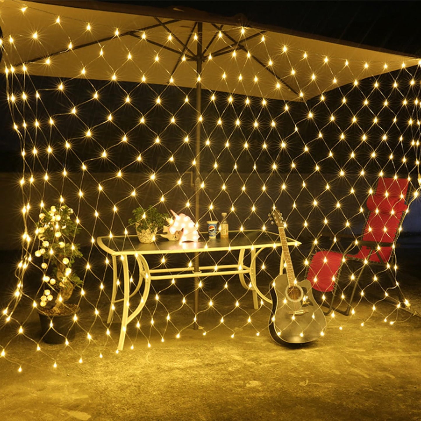 (Upgraded) Outdoor Christmas Lights, 360 LED Christmas Net Lights, 12x5Ft Outdoor String Lights, 8 Modes Waterproof Christmas Decorations for New Year, Bushes, Gardens, Lawns, Patio - Warmwhite