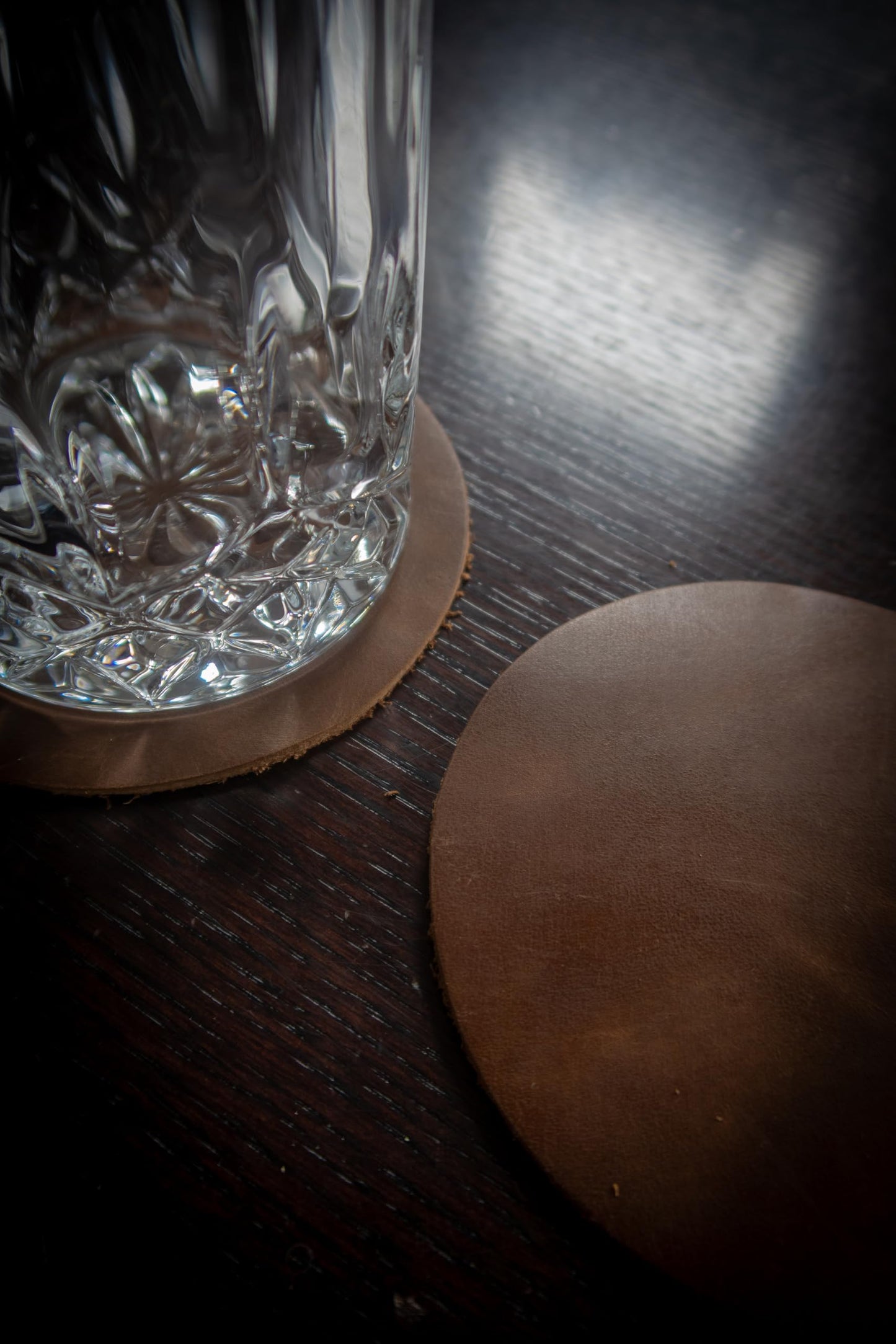 Real Natural Grain Leather Coasters – Durable Non-Slip (Luggage) Distressed Design, Set of 6 for Table Protection in Home, Office, Kitchen, and Bar
