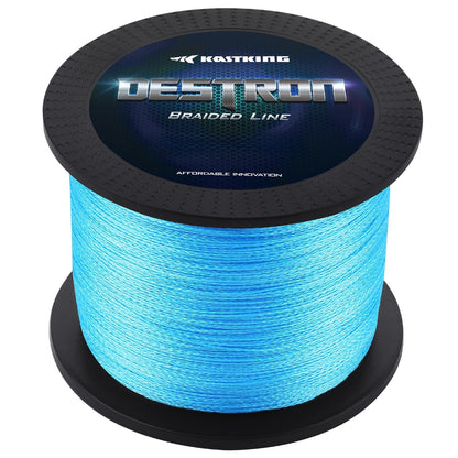 KastKing Destron Braided Fishing Line, Coastal Blue, 4 Stands, 65LB, 600Yds