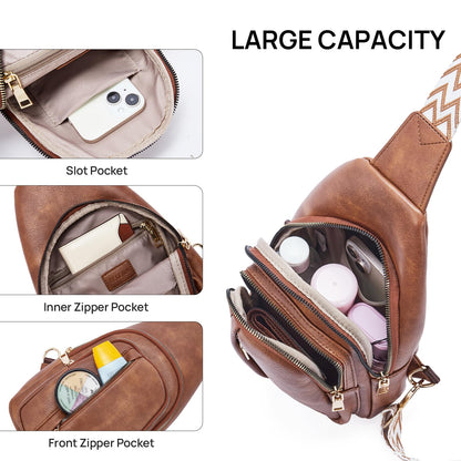 Telena Crossbody Sling Bags for Women, PU Leather Fanny Packs Cross Body Bag for Woman