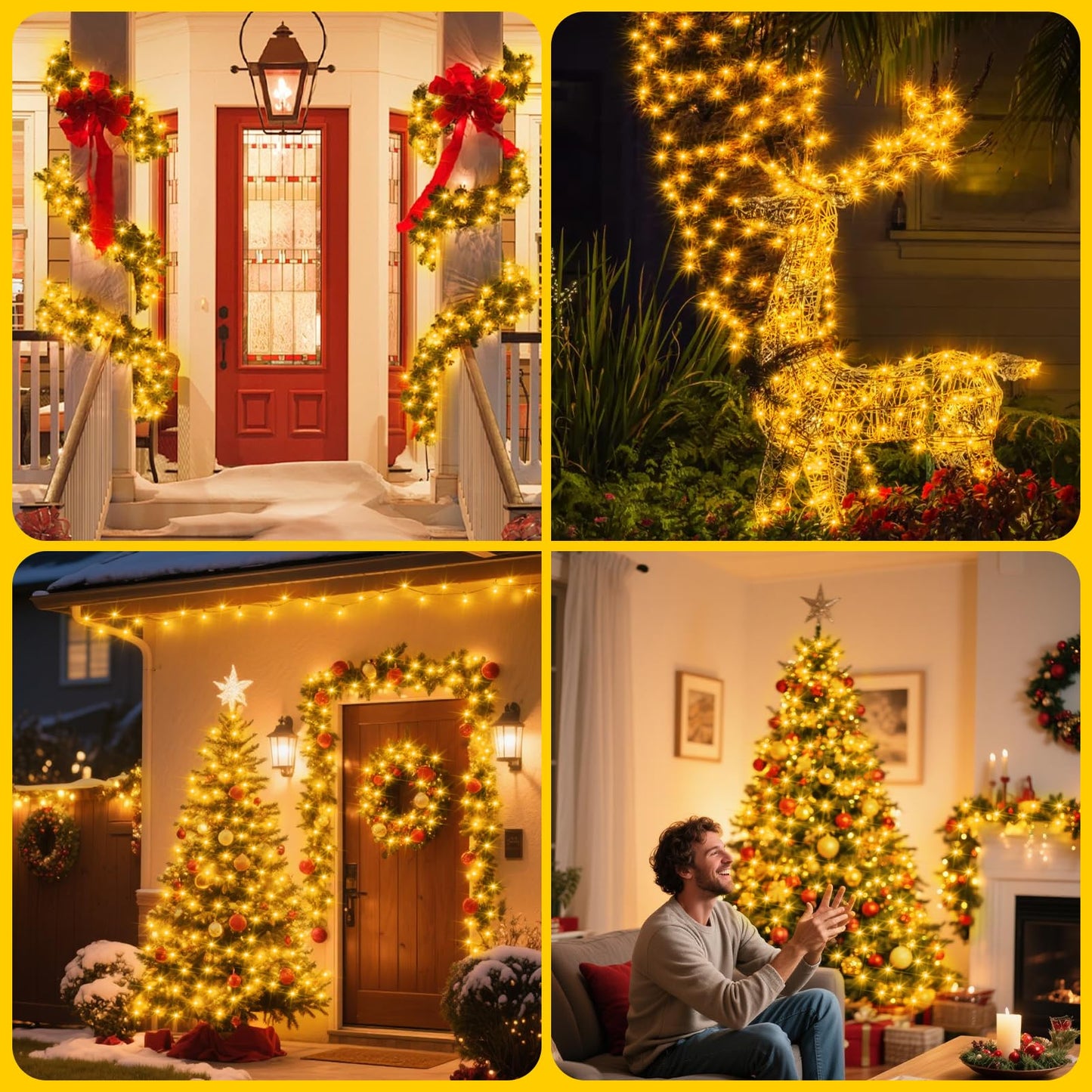 echosari Connectable 400 LED Christmas Lights, Extra Long 66Ft Outdoor String Lights Plug in with Remote Timer for Patio Garden Tree Decor (Warm White)