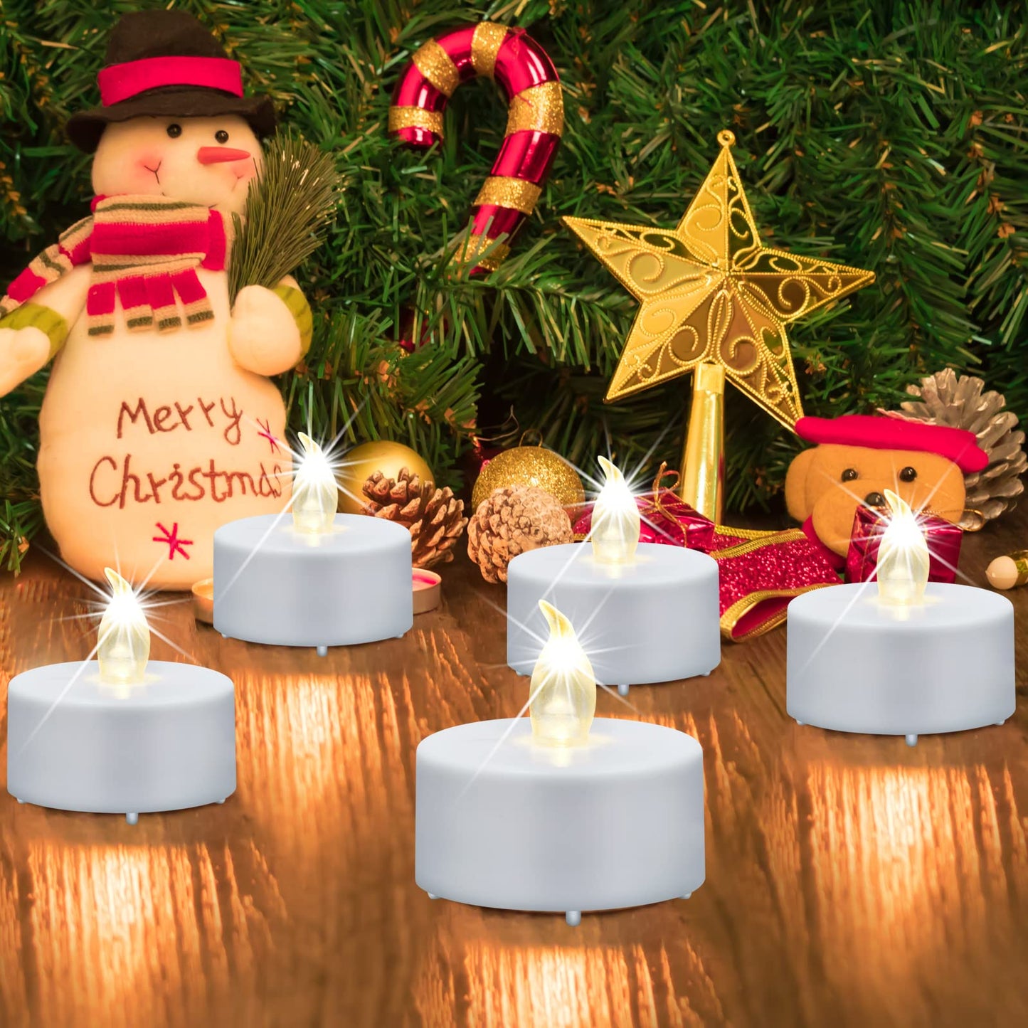 Nancia LED Tea Lights Candles- 50PACK Flameless Candles Realistic and Bright Flickering Long Lasting 200Hours for Holiday Celebration,Home Decoration Warm White