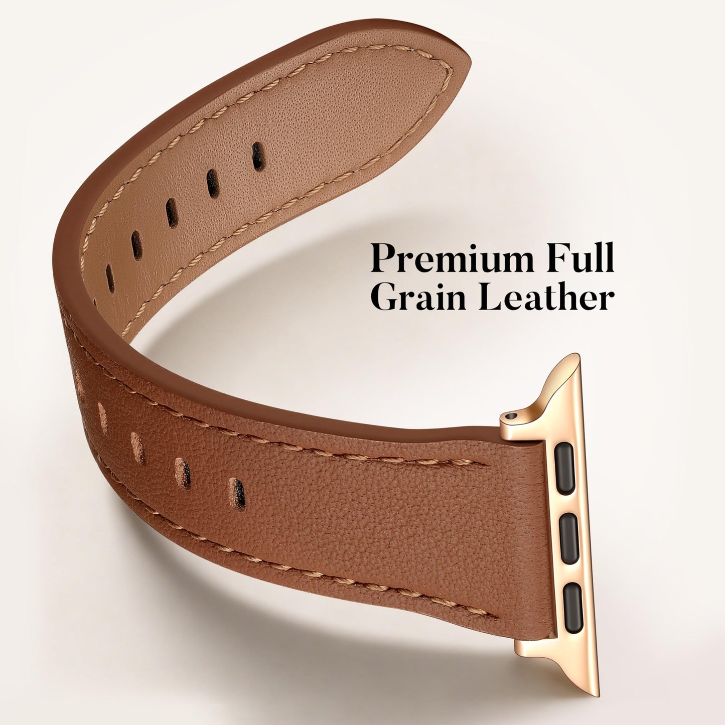 DaQin Leather Band Compatible with Apple Watch Bands for Women 40mm 38mm 41mm 42mm, Premium Top Grain Genuine Leather Strap Adjustable Wristband for iWatch Series 11 10 9 8 7 6 5 4 3 2 1 SE, Brown