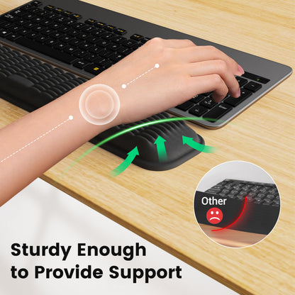 MEKASS Ergonomic Wrist Rest for Keyboard and Mouse, Soft Memory Foam Keyboard Wrist Rest Set with Non-Slip Silicone Base, Easy Typing, Pain Relief, Comfort for Office, Work, Gaming (Classic Black)