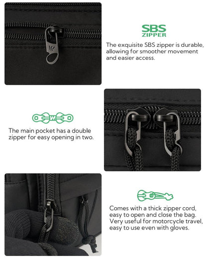WATERFLY Fanny Pack Waist Packs: Large Crossbody Fanny Packs for Women Men with 5 Zipper Pockets Adjustable Strap Waist Bags Hip Pack for Traveling Cycling Running Hiking-Black
