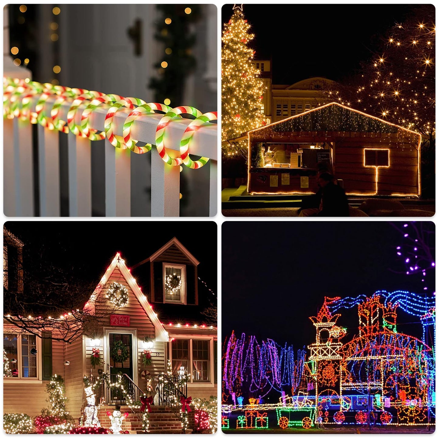 Vigdur Christmas Candy Cane Lights - 33FT LED Candy Cane Rope Lights Outdoor Waterproof Decorative Christmas Lights for Holiday Party Home Patio Indoor Xmas Decorations(360 LEDs)