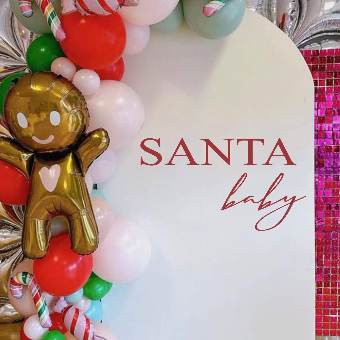 Santa Baby Decal - Christmas Baby Shower Party Sticker,Sign Party Balloon Arch Decorations,Gender Reveal Party Supplies Decorations,Winter Holiday Welcome Party Decor Decal (red)