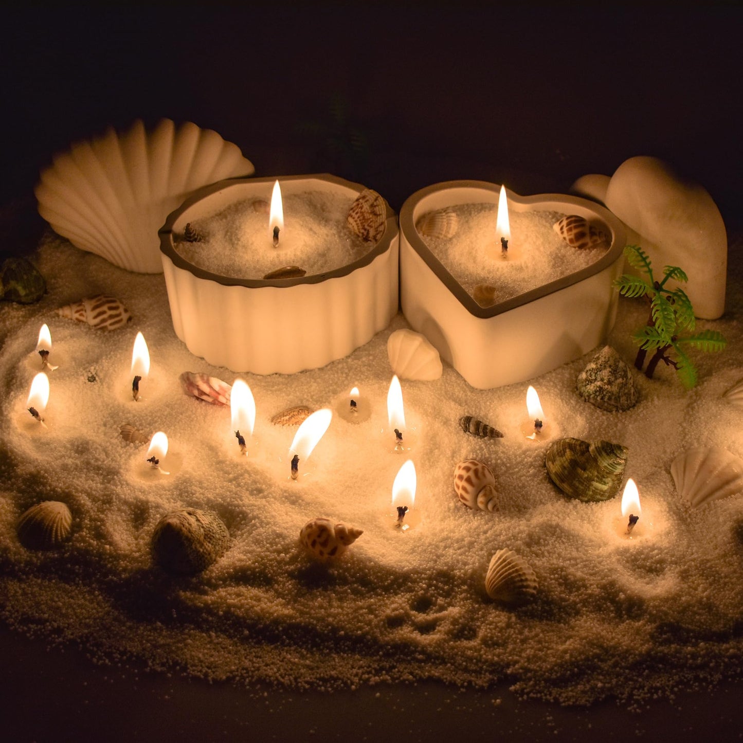 Pansyling Pearled Candle Sand Set, Refillable 1.1Lb Sand Wax, 50 X 6”Candle Wicks, Smoke Free Powder Snow Candles Sand Wax, 120 Hours Burning Time DIY Candle Making Kit, White