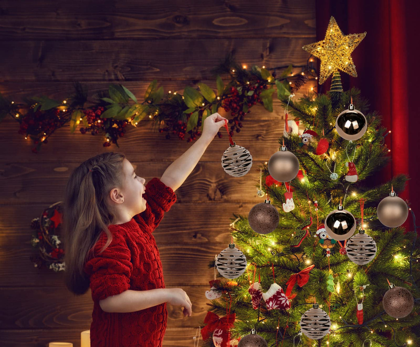 3.15" Christmas Ball Ornaments Brown 12 Pcs Shatterproof Christmas Tree Decorations Xmas Tree Medium Christmas Ornaments Balls with Hanging Loop for Halloween Wedding Holiday Party Wreath Home Decor