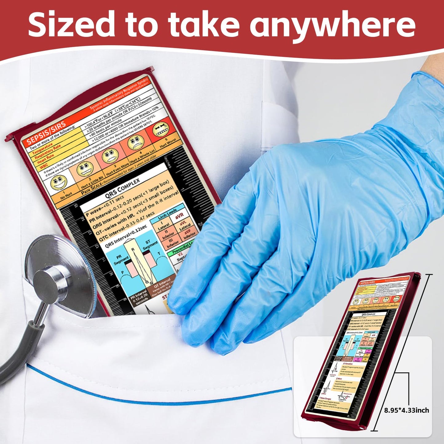 Nursing Clipboard Foldable Nurse Clipboard: Clinical Medical Folding Clip Board with Nursing Edition Cheat Sheets Pocket Size for Nurse Students Doctors Wine Red