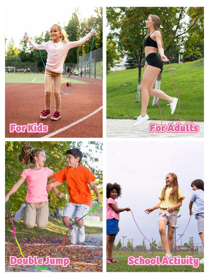 Jump Rope for Kids, Lorvain Adjustable Skipping Rope, Kids Jump Ropes with Wooden Handle for Girls Boys, Weighted Jumping Ropes for Fitness Workout Exercise Outdoor Fun Activity