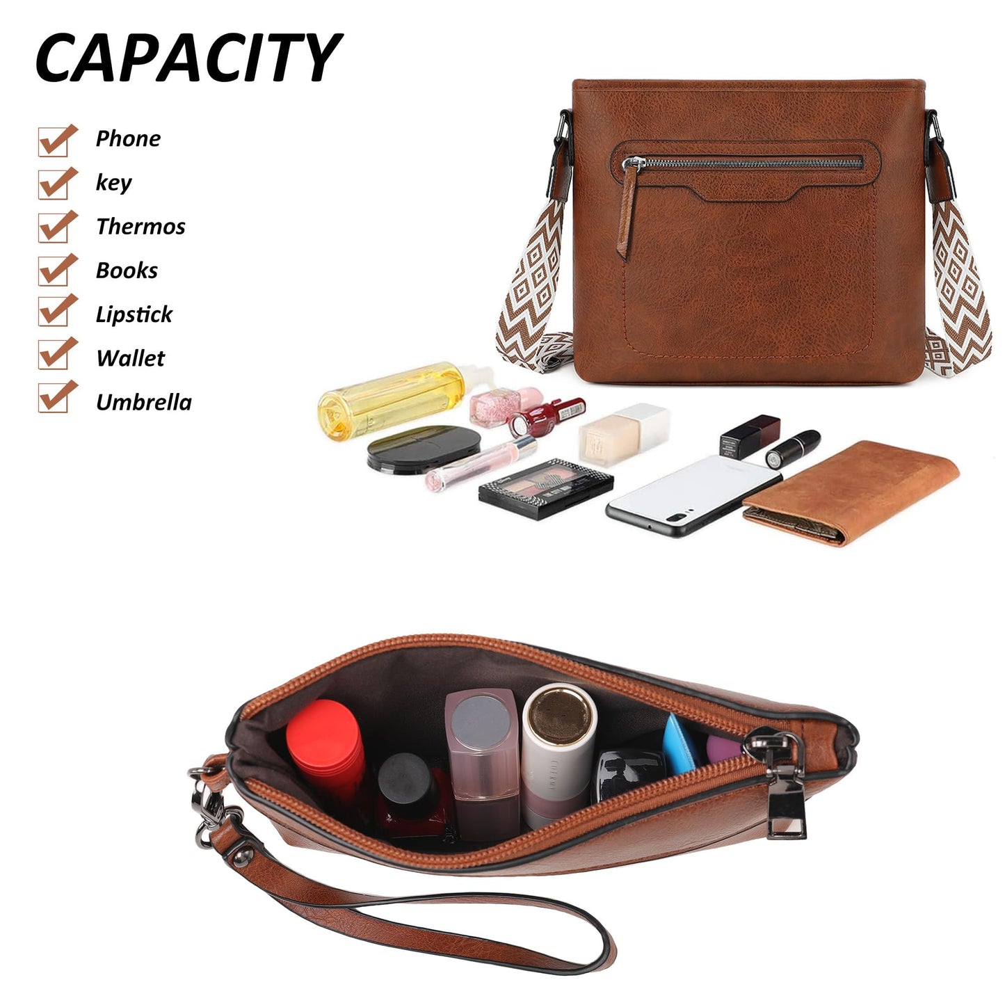 TANTOMI Tote Handbags for Women, Purse Crossbody Large Leather Purse Shoulder Handbags with Wallet Adjustable Straps