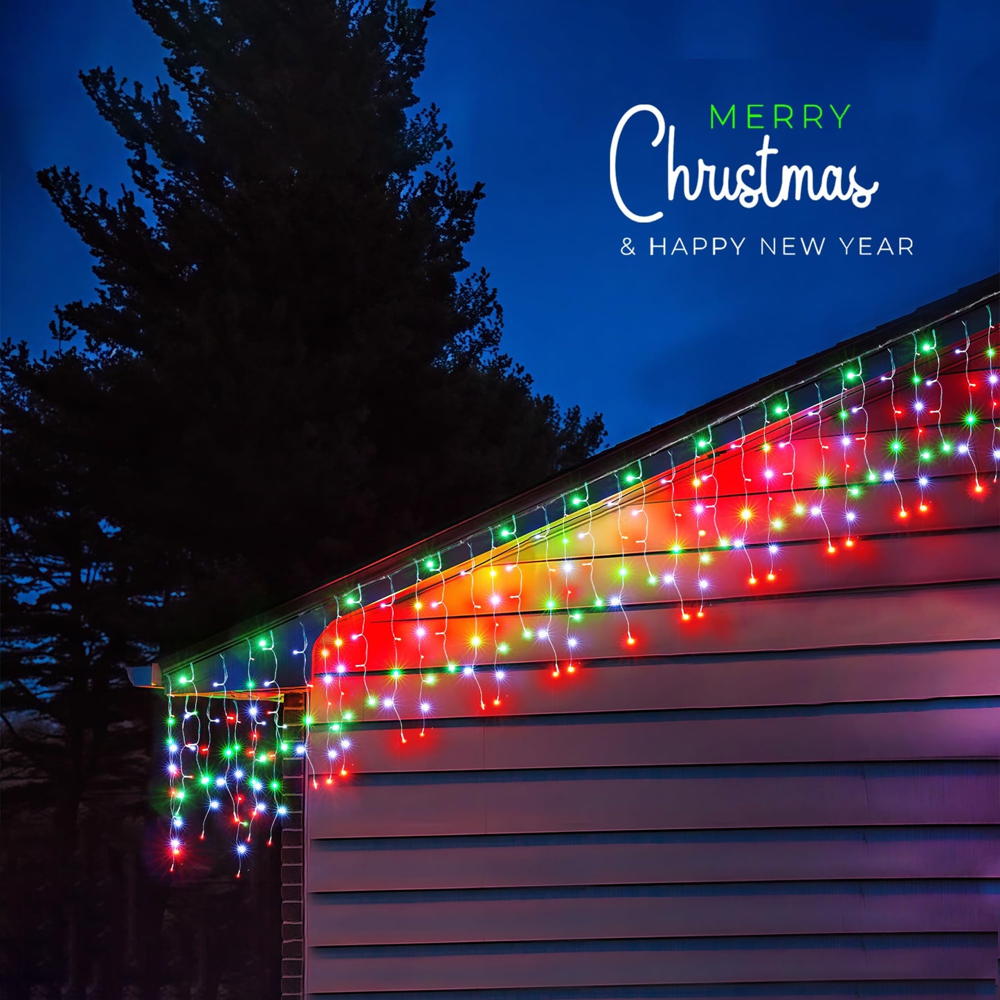WBao Christmas Lights Outdoor, 432 LED 33FT Icicle Lights with 81 Drops, Remote Control, 3 Timer Settings, 8 Modes, Waterproof, Connectable Fairy Lights for Holiday Party Eaves Decor, Red Green White