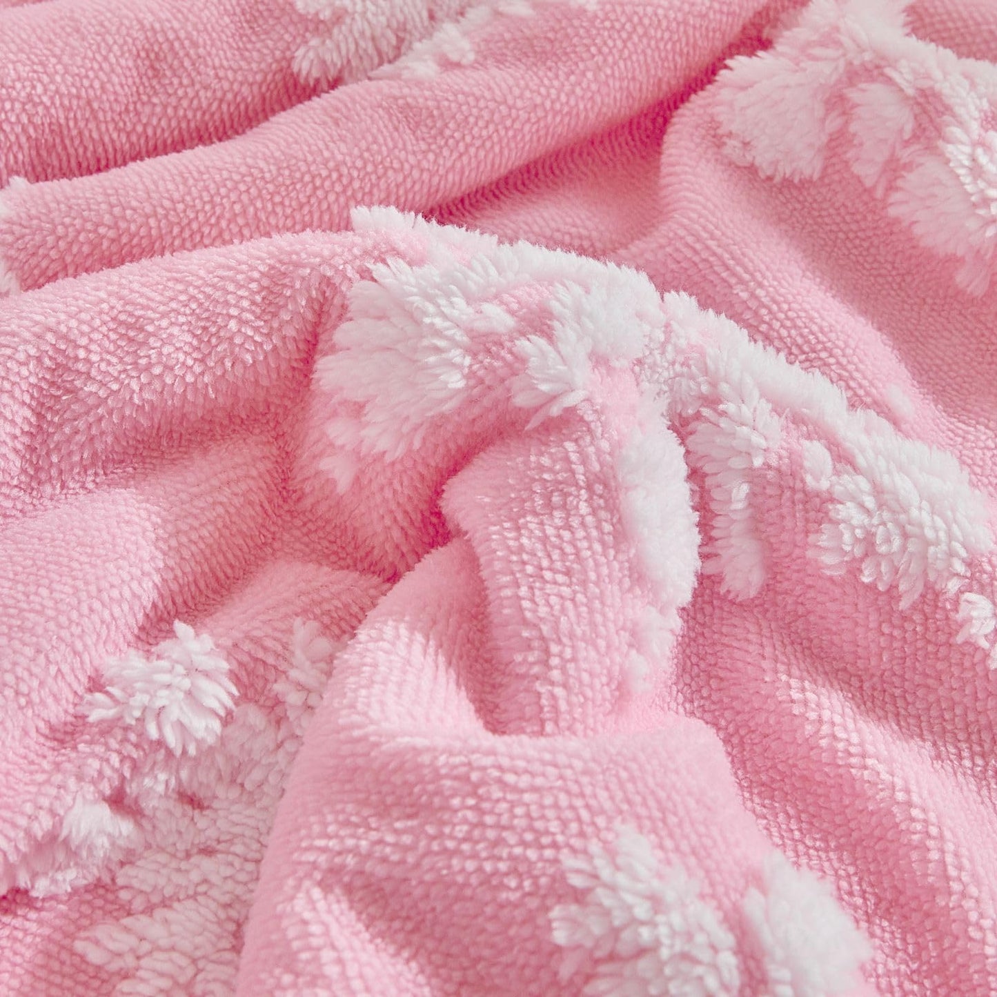 LenLuck Pink Christmas Blanket 50"x60", Soft Flannel Fleece Front & Sherpa Back, Snowflakes Throw Blanket for Couch, Fluffy Fuzzy Blanket, Christmas Decor Gift for Women, Men