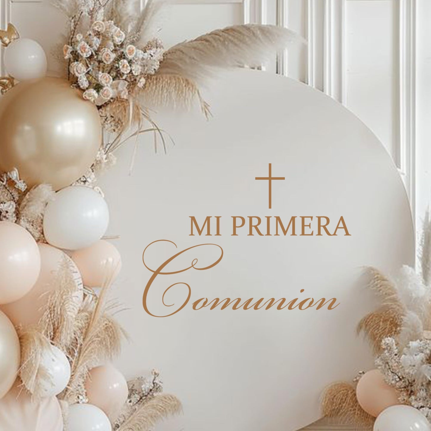 Caption God Bless Decal - Golden Baptism First Communion Party Decorations, God Bless Baptism Balloon Arch Decal for Boys Girls
