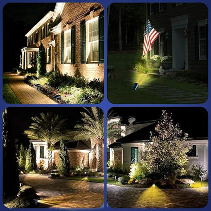 EIUIO Solar Outdoor Lights, 3 Lighting Modes Solar Spot Lights Outdoor with Auto On/Off, Waterproof Landscape Lighting for Garden Yard Pathway