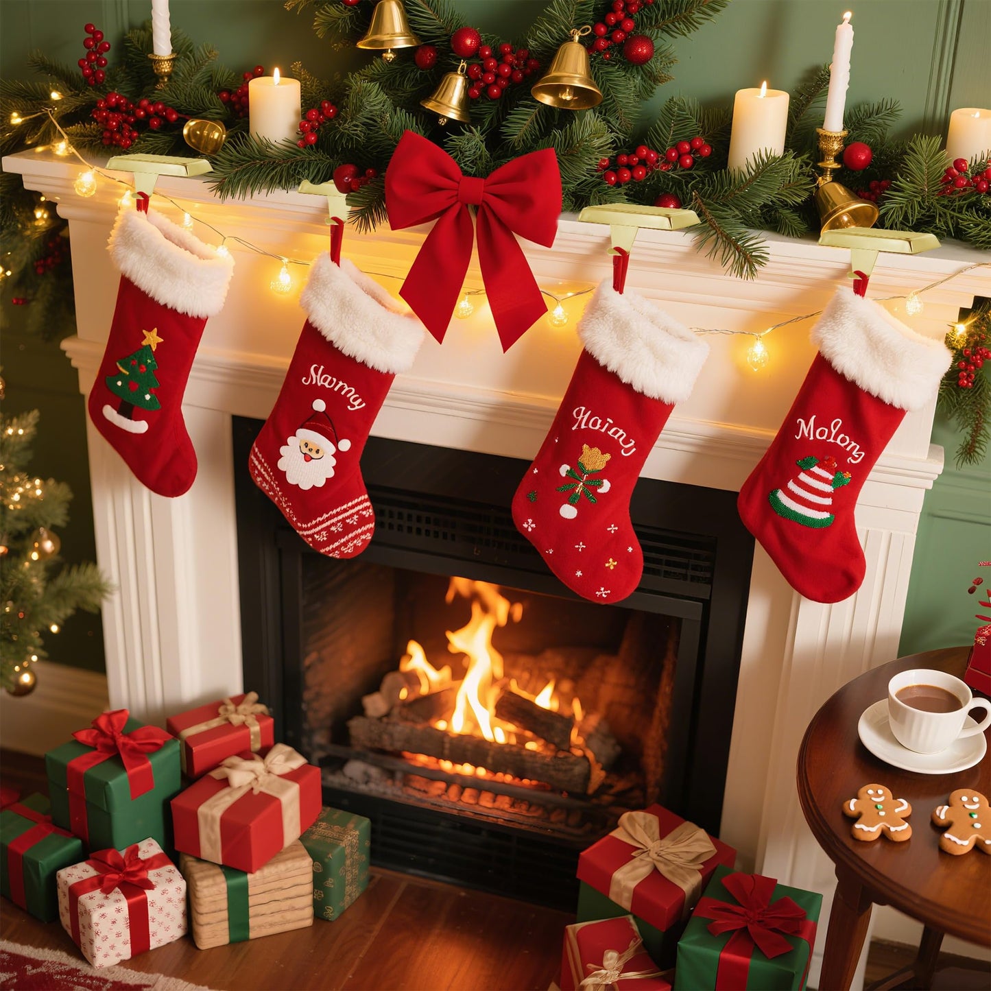 Doitory Christmas Stocking Holder Hanger for Mantle,4 Pack for Xmas Decorations Lightweight and Adjustable for Fireplace Home Decoration