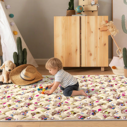 Baby Play Mat - 79" X 71",Premium Thicker Foam One-Piece Machine Washable, Extra Large Anti-Slip Soft Cushioning Foam Playmats for Babies and Toddlers, Foldable Baby Crawling Mat for Playpen