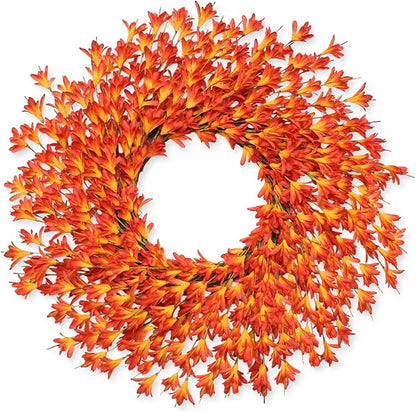 26 Inch Realistic Fall Wreaths for Front Door Outside Autumn Wreath Outdoor Indoors Fall Decorations for Home Thanksgiving Halloween Holiday Decorations Clearance for Wall Porch Door (Orange)