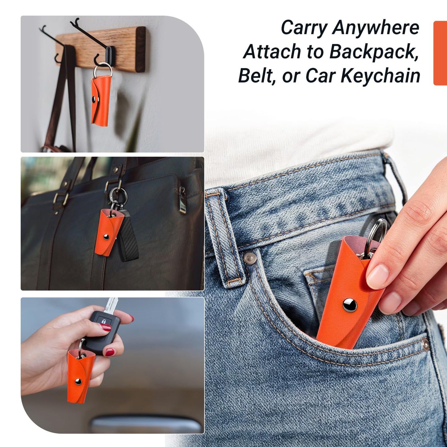 T-carbon Top Grain Leather Key Wrap for House Keys, Compact Key Holder Case Fits 2-5 Keys, Silent Rattle-Free Design,Portable Keychain