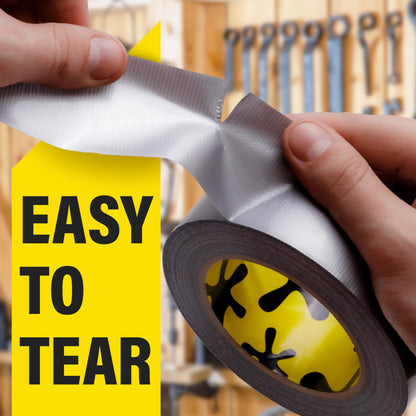 12 Pack Duct Tape Heavy Duty Waterproof - 2 In x 90 Ft - All-Weather, Silver, Easy to Tear, Strong Hold, No Residue, Gray Bulk Waterproof Tape for Repairs, DIY, Sealing, B2B, Home, Office, Outdoor Use