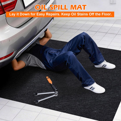 Grefinity Oil Spill Mat, 60" x 72" Oil Mat for Driveway, Under Car Pad for Garage Floor, Protects Against Oil, Chemicals & Stains with TPE Anti-Leak Backing, Reusable & Washable