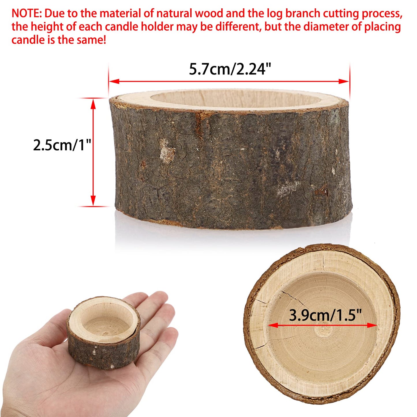 OwnMy Set of 24 Wooden Tea Light Candle Holders Votive Candle Holders, Rustic Wooden Pillar Candle Stands Vintage Wooden Tealight Holders Set Candle Centerpieces for Dining Table Wedding Party, 1" H
