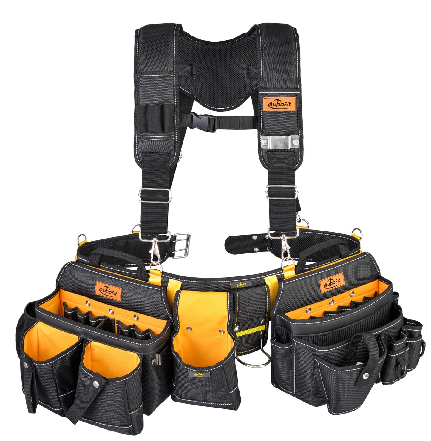 Aupofit 7-Piece Professional Tool Belt Rig with Comfort Suspenders