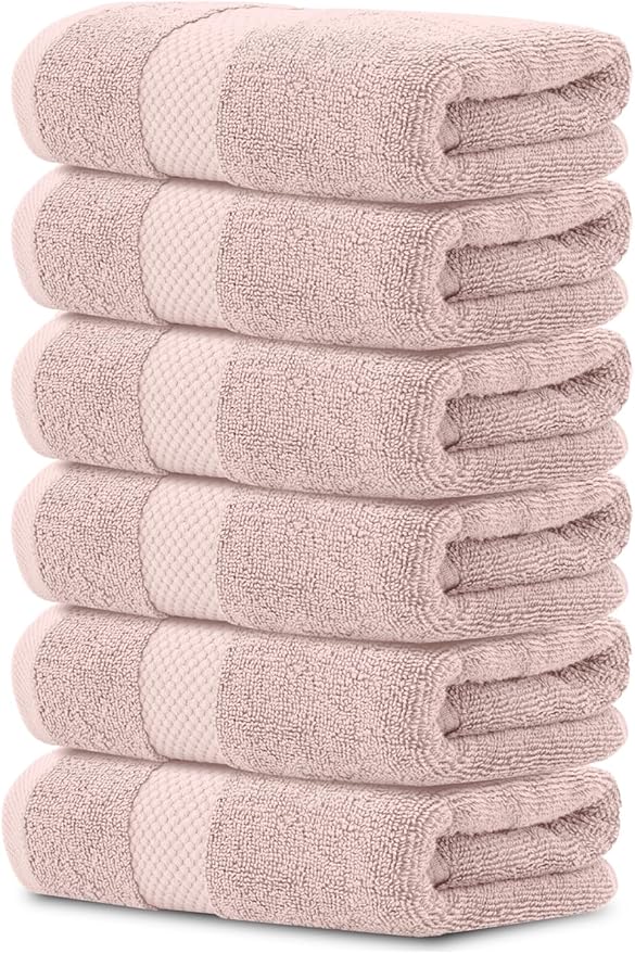 White Classic Luxury Pink Hand Towels