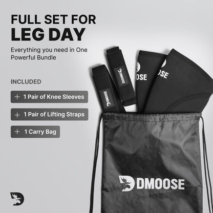 DMoose Fitness Knee Sleeves for Weightlifting (Pair) 78" Knee Wraps for Squats, Powerlifting & Joint Stability